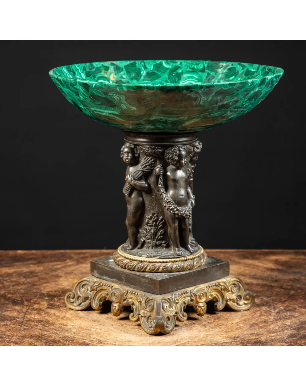 Vaso Antico in Malachite Stile Napoleone III