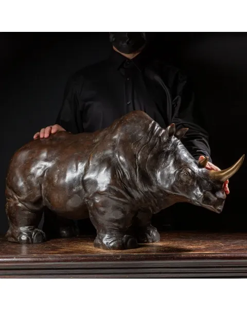 Scultura Bronzo Rinoceronte