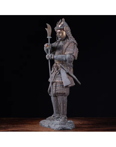 Guerriero Samurai: Statua in Bronzo Era Meiji.