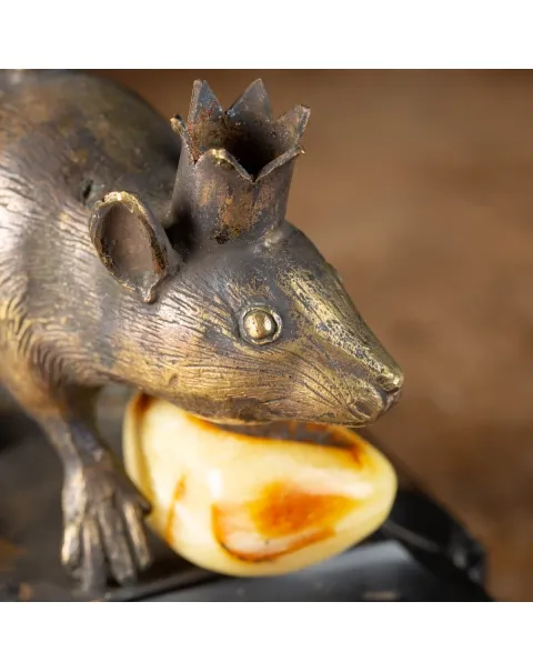 Scultura roditore con Quarzo e Ambra
