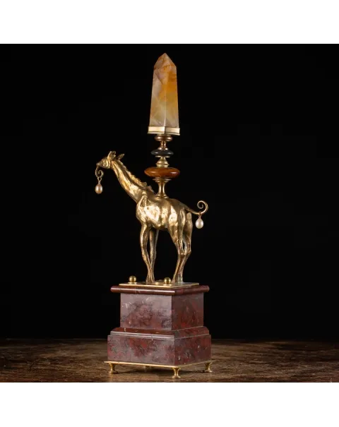 Scultura Giraffa con Quarzo