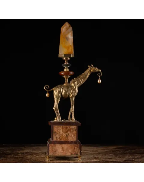 Scultura Giraffa con Quarzo