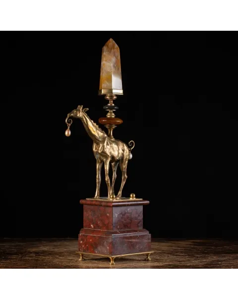 Scultura Giraffa con Quarzo