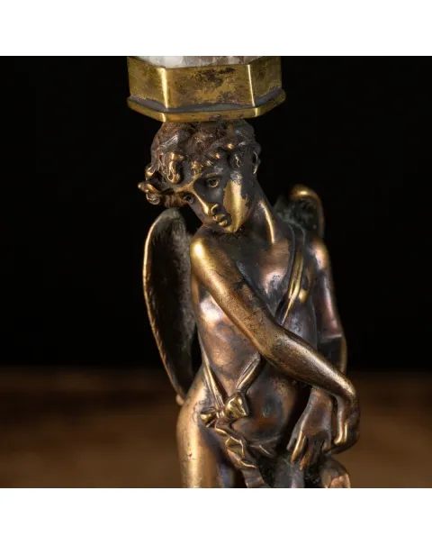 Scultura Eros con Punte di Quarzo