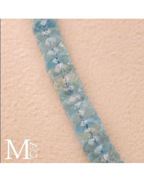 Collana in Acquamarina Naturale – Rondelle Sfaccettate.