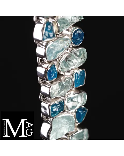 Bracciale in Argento con Acquamarina e Apatite Naturali.