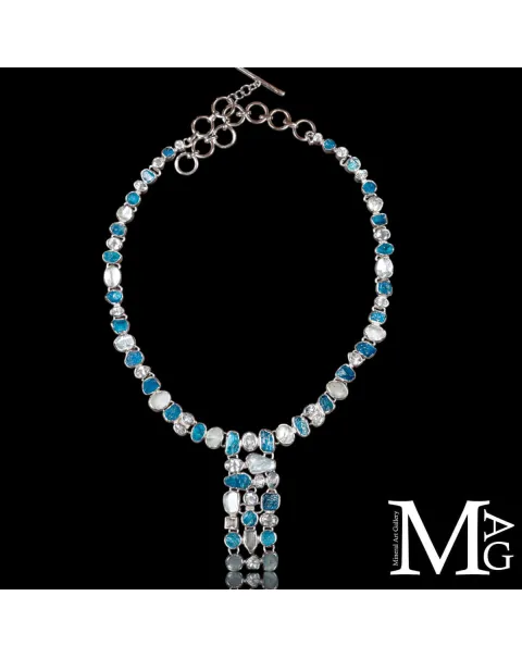 Collier in Argento con Acquamarina e Apatite Naturali.