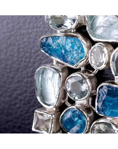 Collier in Argento con Acquamarina e Apatite Naturali.