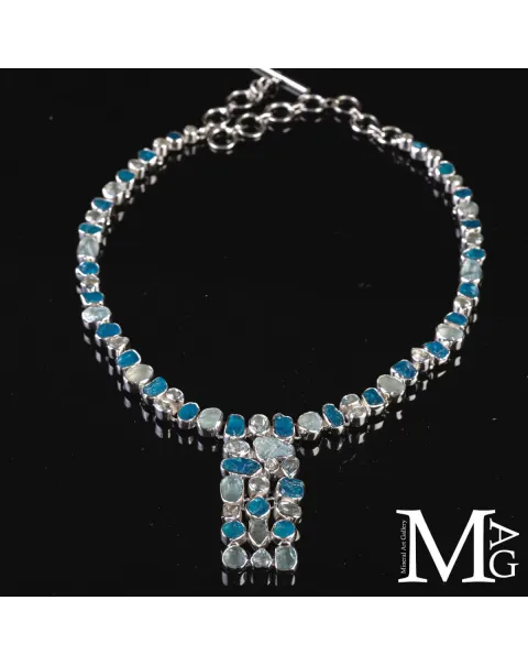 Collier in Argento con Acquamarina e Apatite Naturali.