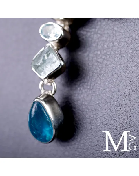Collier in Argento con Acquamarina e Apatite Naturali.