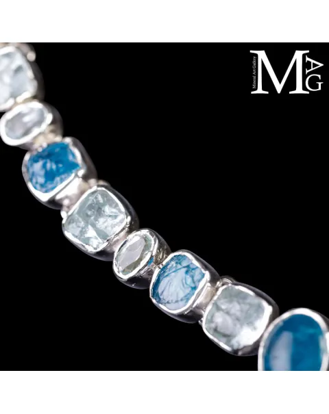 Collier in Argento con Acquamarina e Apatite Naturali.