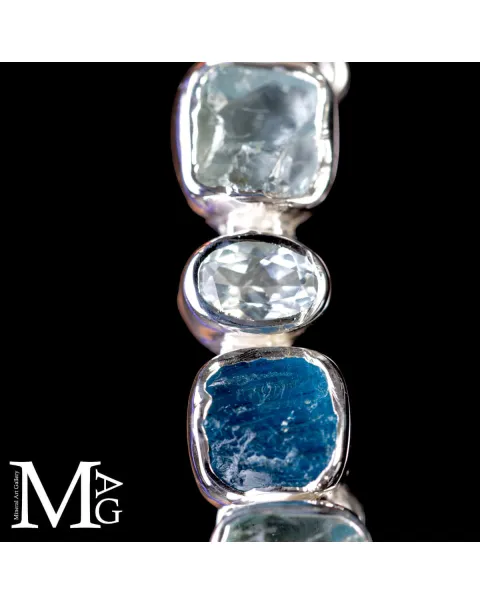 Collier in Argento con Acquamarina e Apatite Naturali.