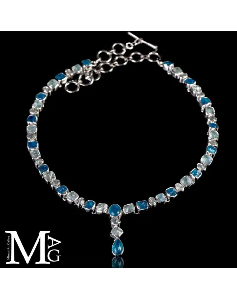 Collier in Argento con Acquamarina e Apatite Naturali.