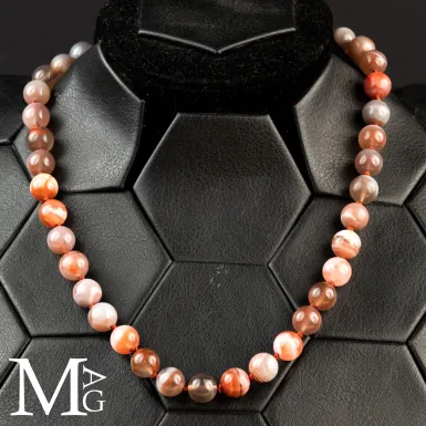 Collana in Agata Rossa del Botswana – Toni caldi...
