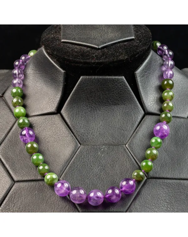 Collana di Giada Verde e Ametista Viola.