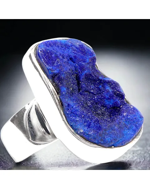 Anello con Raro Geode di Azzurrite