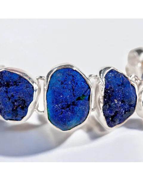 Esclusivo bracciale in Argento con Rara Azzurrite in Formazione Geode.