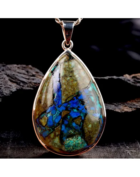 Ciondolo Goccia in Argento con Azzurrite Naturale.