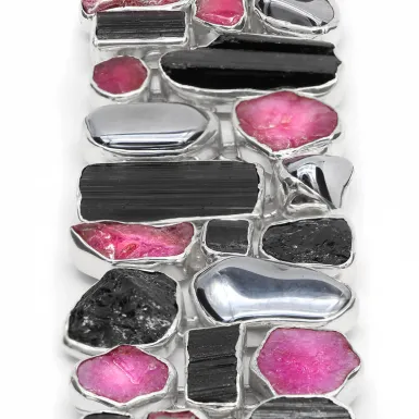 Bracciale Mosaico di Gemme Rubino - Black Tormalin...