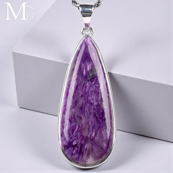 Ciondolo in Argento con Charoite - Goccia