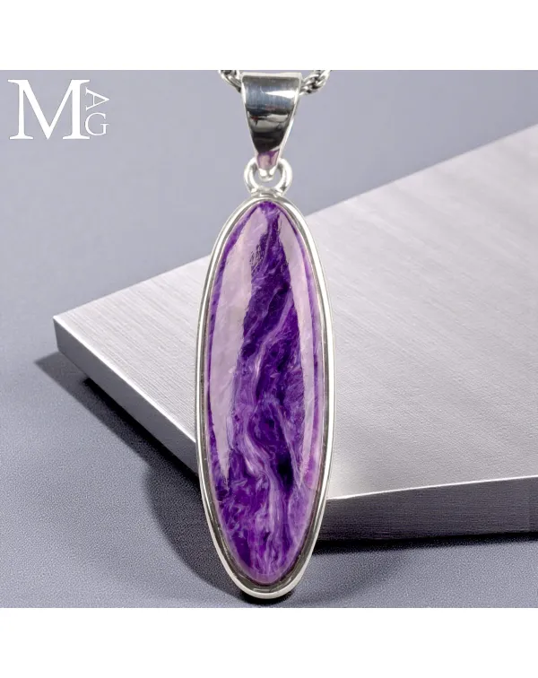 Ciondolo in Argento con Charoite Naturale.
