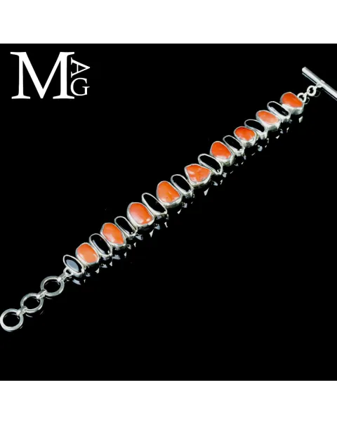 Bracciale Argento con Corallo Rosso e Tormalina Nera.
