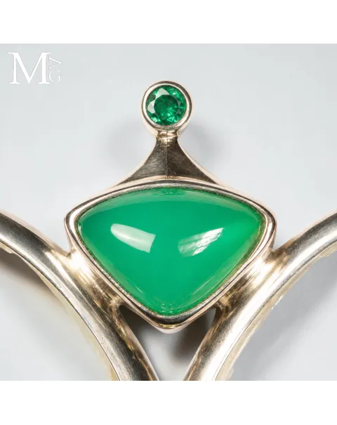 Collier Alato in Argento con Opali Etiopi, Crisoprasio, Smeraldo, Quarzo e Rubino