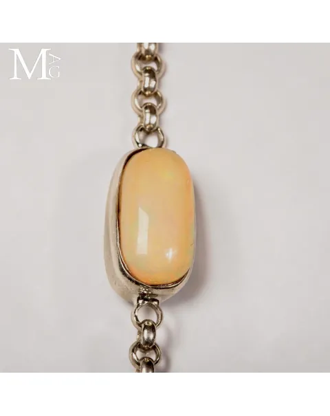 Collier Alato in Argento con Opali Etiopi, Crisoprasio, Smeraldo, Quarzo e Rubino