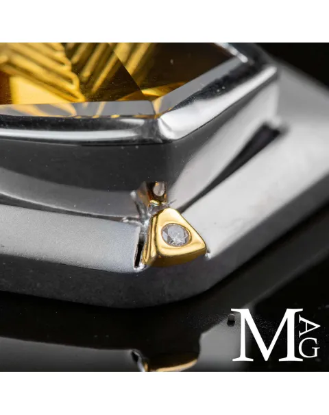 Esclusivo Gioiello in Argento e Oro con Quarzo Citrino Naturale e Diamantino.