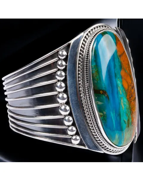 Bracciale in Argento con Opale "Gem Silica - Crisocolla".