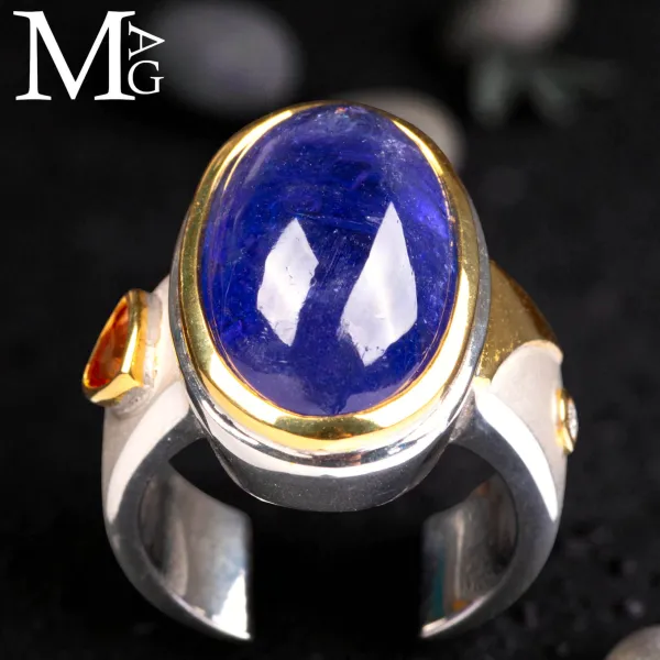 Anello in Argento e Oro 18K - Tanzanite, Zaffiro e Diamante
