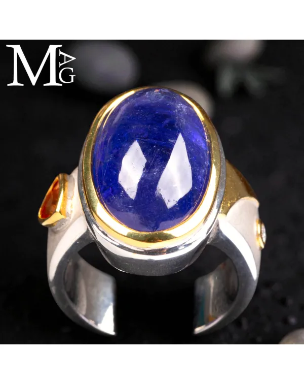 Anello in Argento e Oro 18K - Tanzanite, Zaffiro e...