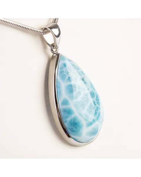 Ciondolo in Argento con Larimar, la Pietra della Tranquillità.