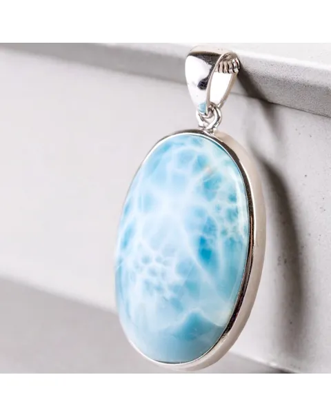 Ciondolo in Argento con Larimar, il Paradiso Terrestre.
