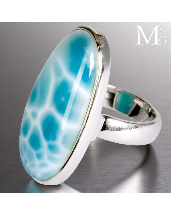 Anello in Argento 925 con Larimar dei Caraibi.