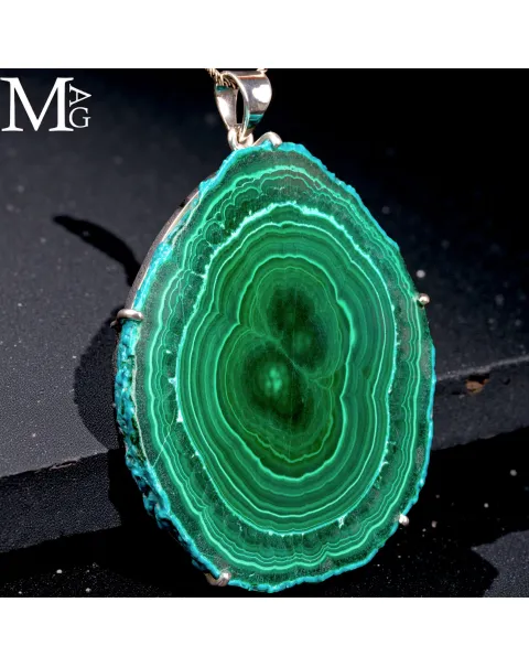 Ciondolo in Argento - Stalattite di Malachite e Crisocolla.