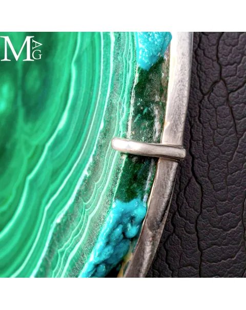 Ciondolo in Argento - Stalattite di Malachite e Crisocolla.