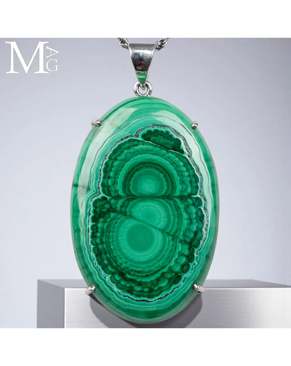 Ciondolo in Argento con Malachite del Congo