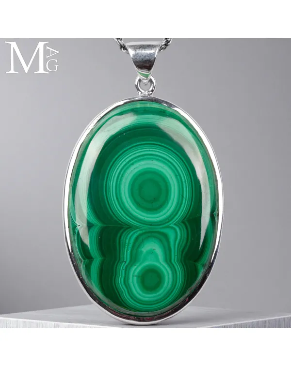 Ciondolo in Argento con Malachite del Congo.