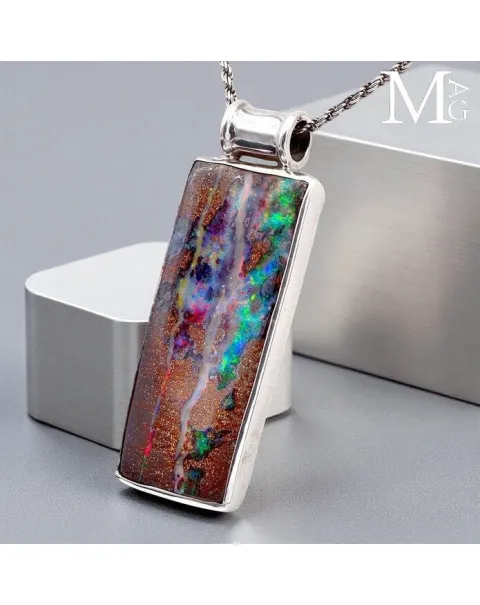 Ciondolo in Argento con Opale Boulder Australiano – Pezzo Unico