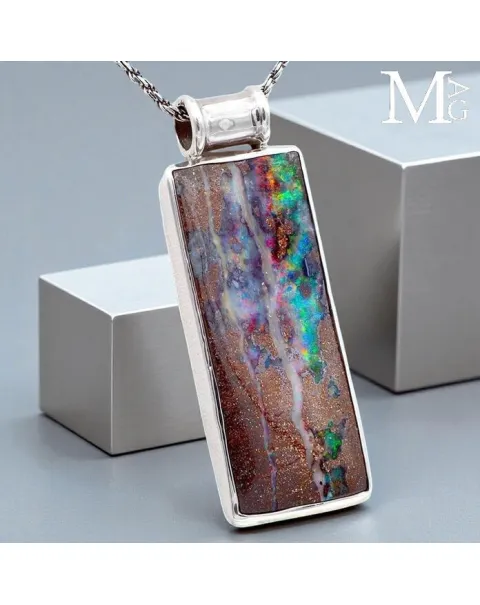 Ciondolo in Argento con Opale Boulder Australiano – Pezzo Unico