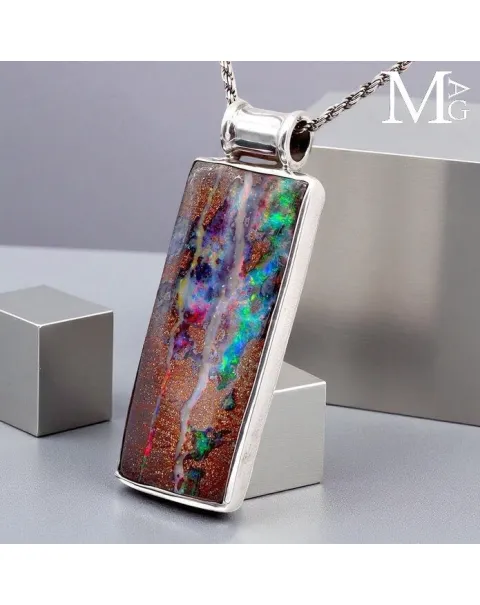 Ciondolo in Argento con Opale Boulder Australiano – Pezzo Unico