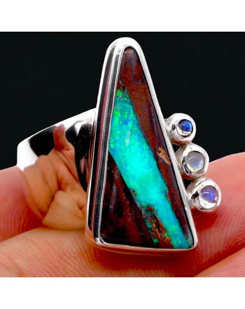 Anello con Opale Australiano Boulder Blue Lagoon