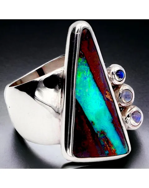 Anello con Opale Australiano Boulder Blue Lagoon