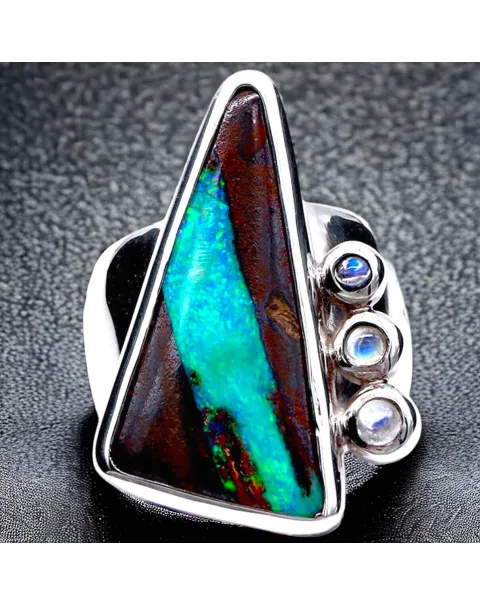 Anello con Opale Australiano Boulder Blue Lagoon