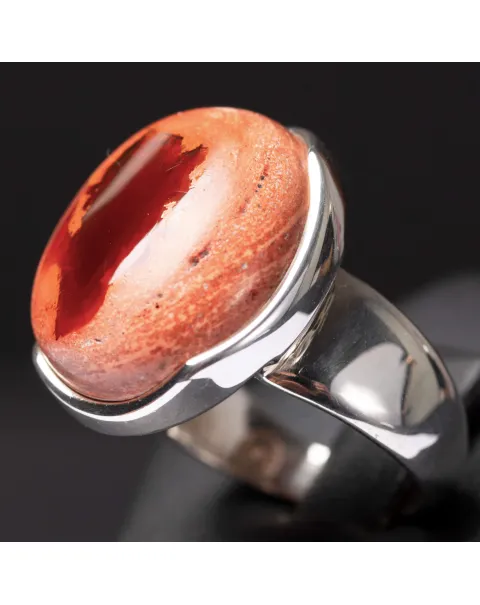 Anello in Argento con Opale di Fuoco Messicano.