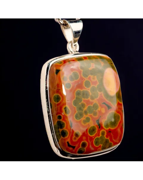 Ciondolo "8th vein ocean jasper" di Diaspro Oceanico Orbicolato Rosso e Verde.