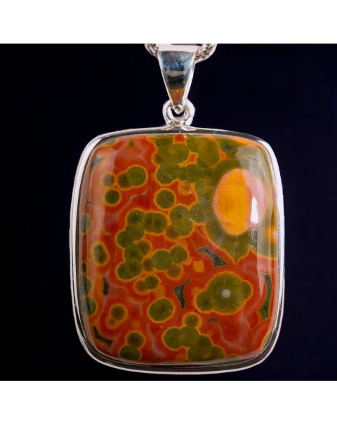 Ciondolo "8th vein ocean jasper" di Diaspro Oceanico Orbicolato Rosso e Verde.