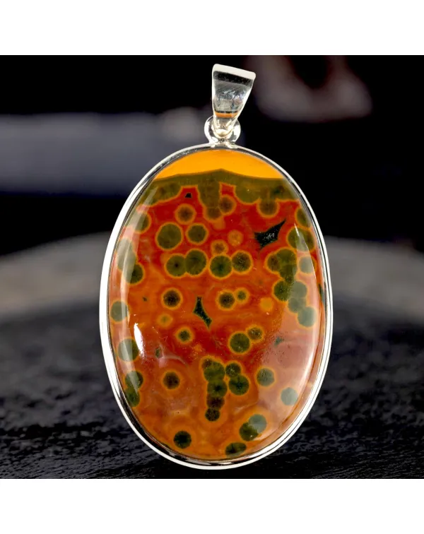 Ciondolo in Argento con Cabochon di Diaspro Oceani...