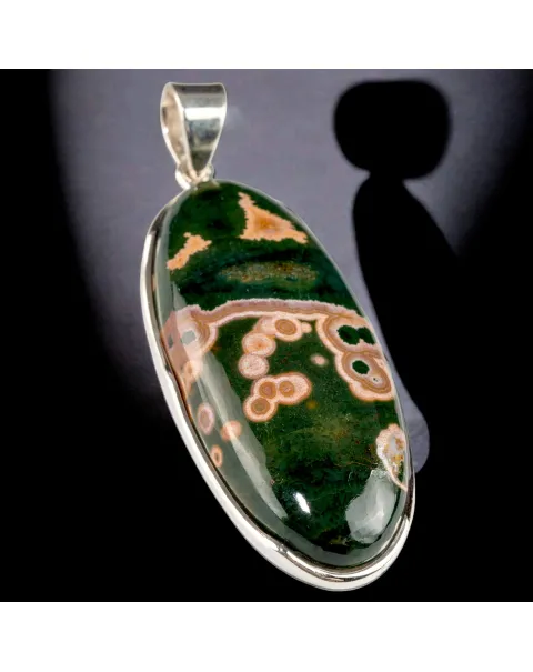 Ciondolo Artigianale in Argento con Diaspro Oceanico 8th Vein..